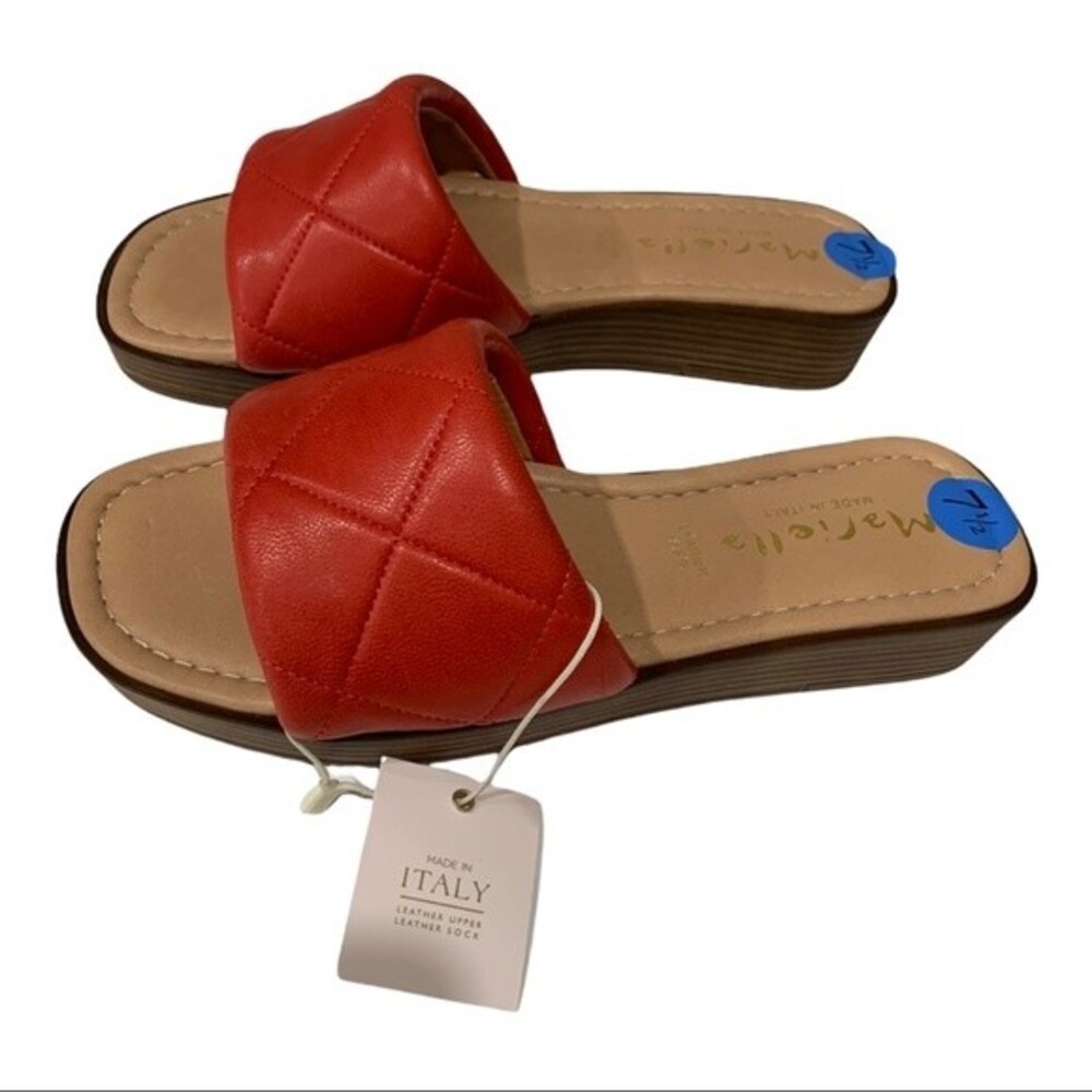 Mariella Red leather quilted Sandals Size 7.5